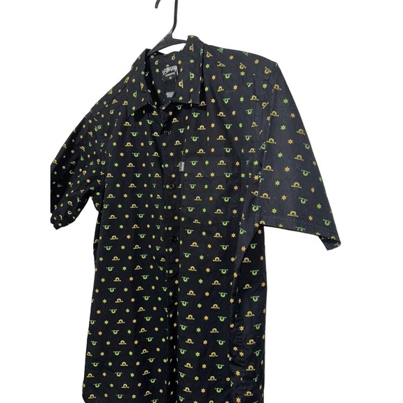 STUSSY One Love All Over Print Button Down Men’s Size Large Vintage - Picture 2 of 6